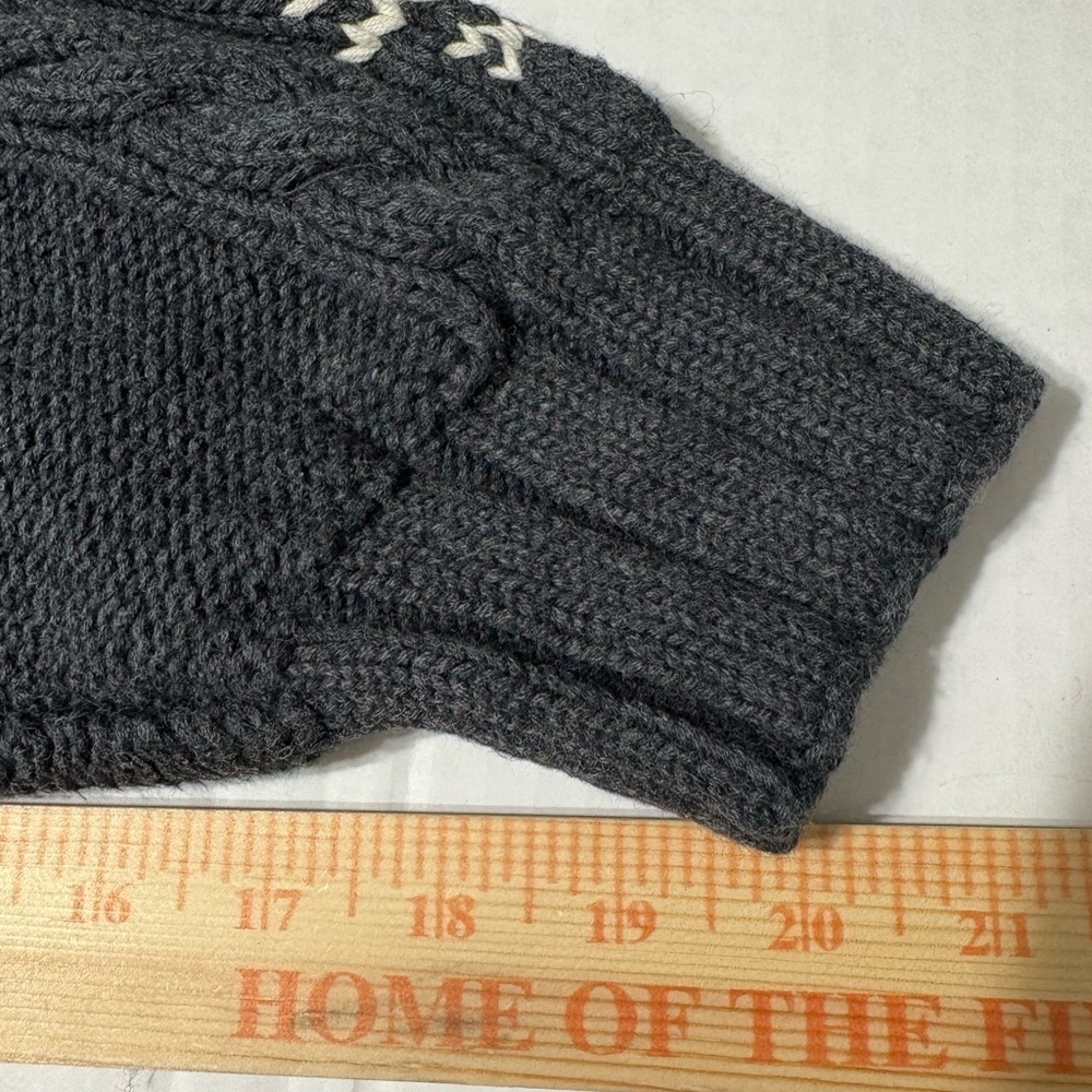 Vintage Hand Knit Men’s Heavyweight Nautica Charcoal Gray/Cream Cableknit Sweate - Picture 11 of 12